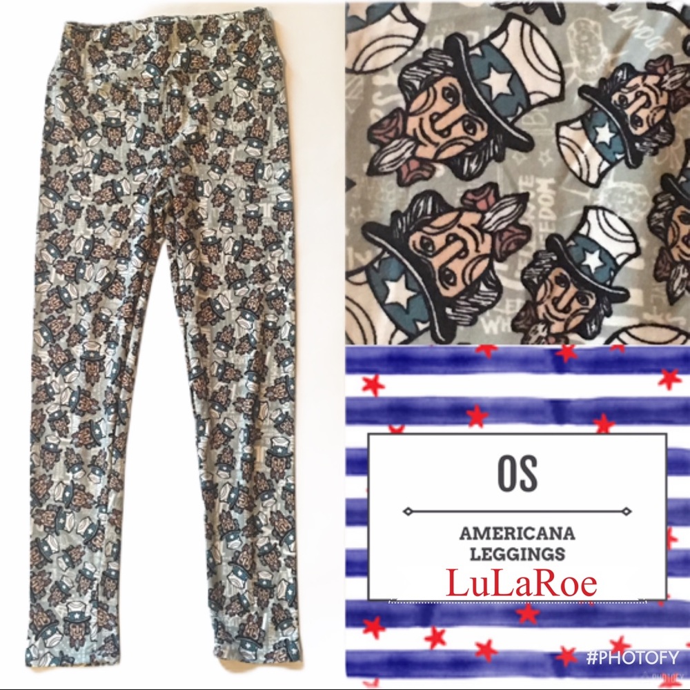 LuLaRoe OS Leggings Americana 4th of July Sam Hat